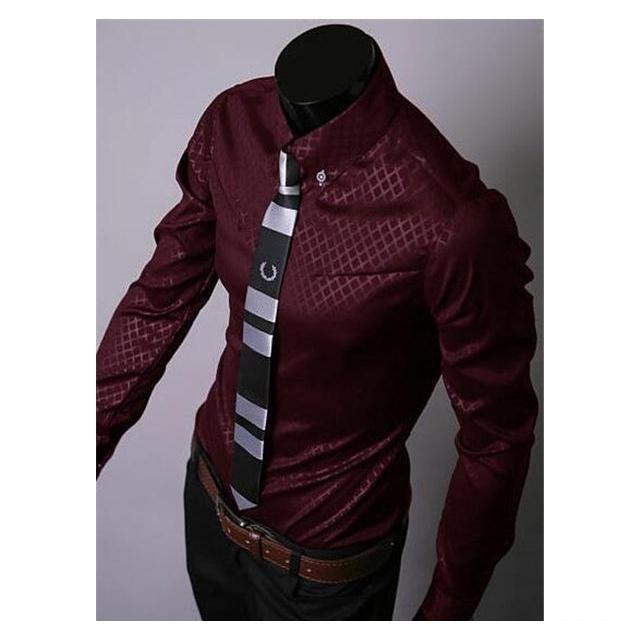 Men's Burgundy Slim Fit Dress Shirt